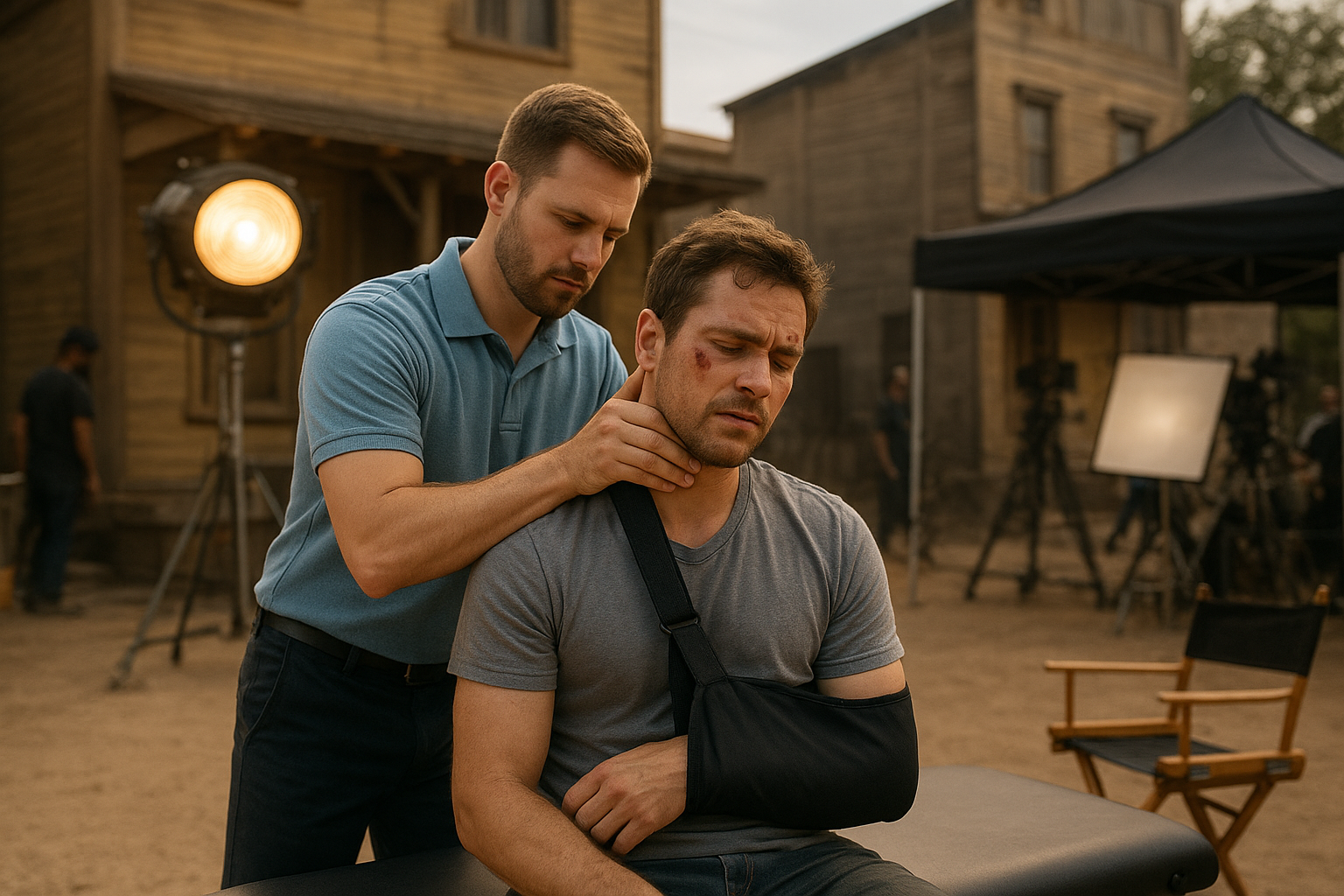 Chiropractor on film set